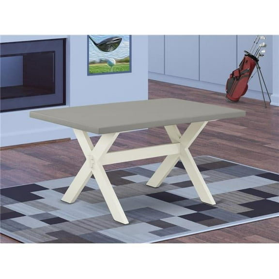 36 x 60 in. X-Style Dining Table with Wirebrushed Linen White Leg & Cement Top