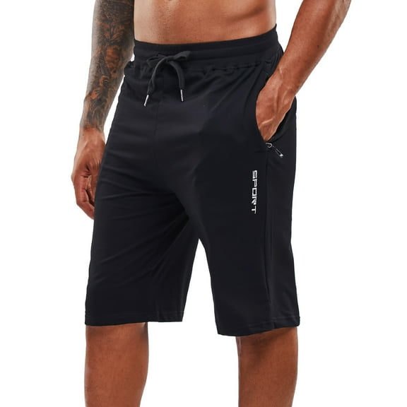 Men's Workout Running Shorts, Athletic Gym Shorts Training Quick Dry Basketball Shorts with Zip Pockets