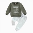 thumbnail image 5 of TOWED22 Toddler Baby Boy Fall Winter Clothes Crewneck Long Sleeve Sweatshirt Pullover Tops Elastic Joggers Pants 2pcs Outfit Set Size:2-3 Y,Color:Green, 5 of 5