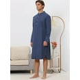 thumbnail image 3 of Unique Bargains Men's Banded Collar Nightshirt Sleep Shirt Nightgown S Navy, 3 of 6