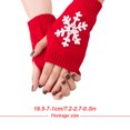 thumbnail image 4 of 1 Paire de Gants Tricotés Demi-Doigt Confortables Hiver Délicats Simples avec Motif Flocon de Neige Rouge, 4 of 6