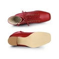 thumbnail image 4 of BLISSFUL STEP Women's Boots Lace Up Block Heels Ankle Combat Boots Red 6.5, 4 of 6