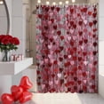 thumbnail image 4 of Valentine's Day Bathroom Shower Curtain, Romantic Ombre Pink Falling Love Heart Shiny Foil Fringe Waterproof Washable Soft Bath Curtain for Bathtub Decor with 12 Hooks&Grommet, 36x72 Inch, 4 of 9