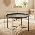 thumbnail image 3 of Round Coffee Table with Hammered Tray Top, 25-Inch Metal Center Table for Living Room or Bedroom, 3 of 5