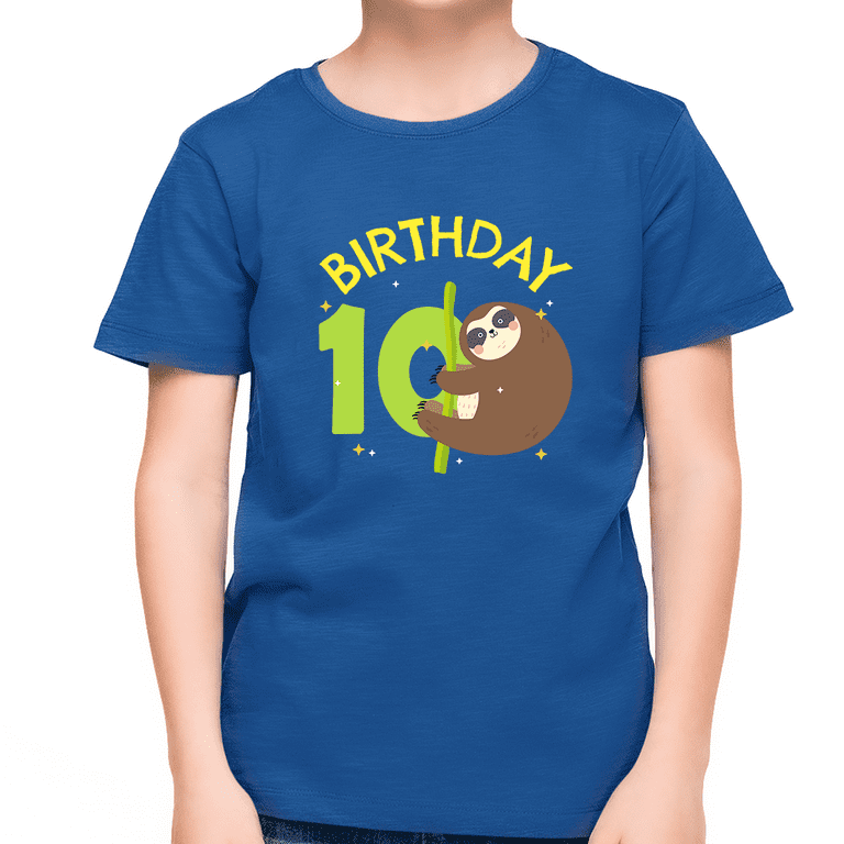 Sloth 10th Birthday Party Funny Gift T Shirt For 10 Year Old Sloth 10th Birthday Party Funny Gift T Shirt For 10 Year Old