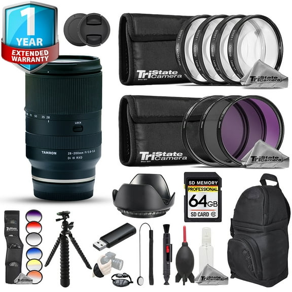Tamron 28-200mm f/2.8-5.6 Di III RXD Lens - 23pc Pro Bundle   1 Yr Warranty