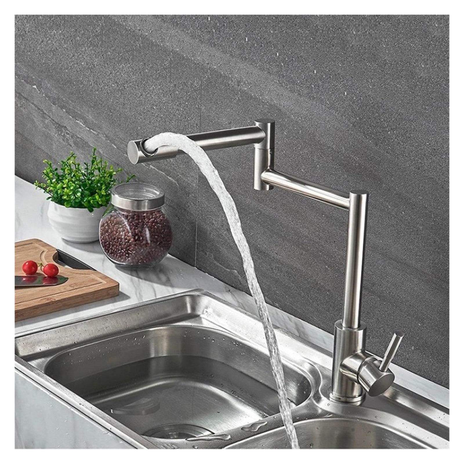 304 Stainless Steel Lead Free Kitchen Faucet 360 Degree Rotate Kitchen Sink Folding Tap Cold Hot Water Mixer Tap Sink Crane ,Bar Laundry RV Farmhouse