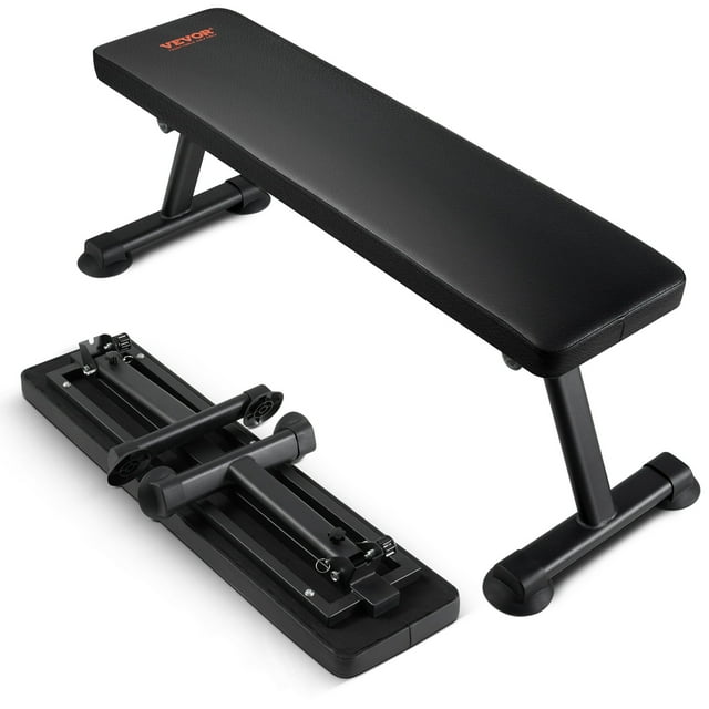 VEVOR Banc de Musculation Plat Pliable Banc d'Entraînement de Force pour Entraînement Complet du Corps