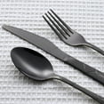 thumbnail image 4 of 20-Piece Black Flatware Set with Frost Finish Handle, Stainless Steel Silverware & Cutlery Set, Metal Spoons Forks and Knives, mirror polish, Set for 4, 4 of 6