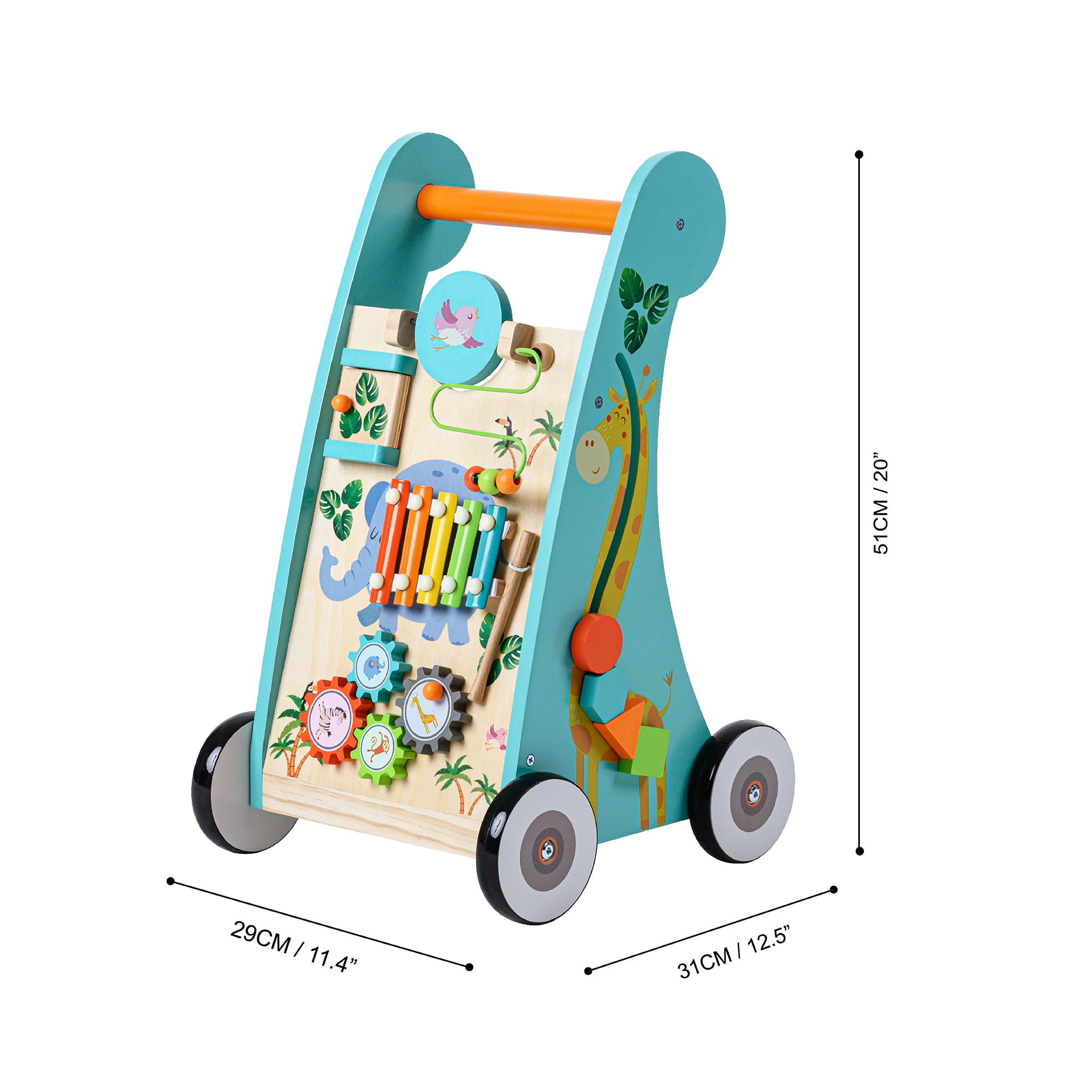 jury sleuf Toevlucht Teamson Kids Preschool Play Lab Wooden Baby Walker and Activity Station,  Natural/Blue - Walmart.com