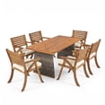 thumbnail image 3 of Christopher Knight Home 7-Piece Outdoor Dining Table with 6 Dining Chairs, Gray Wicker Legs, Cream Cushions, 3 of 16