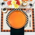 thumbnail image 2 of Fall Placemats, Pumpkin Theme Table Mat, Orange Black Plaid, Retro Dining Mat, Fall Harvest Party Place mats, Linen Heat Resistant Mats, Stain Resistant Mat, Thanksgiving Party Placemat, 2 of 6