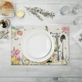 thumbnail image 5 of Kaireo Rabbit Placemat – Easter Meal Mat, Fabric Linen Printed with Easter Eggs, Spring Flowers & Dwarf Fragrant Flower, Insulation Dining Table Cloth, Perfect for Easter Tableware, 5 of 9