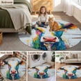 thumbnail image 6 of 4ft Washable Round Rug, Country Oil Painting Non-Slip Circle Area Rug for Living Room Bedroom, Vintage Colored Cow Wood Texture Indoor Floor Mat for Home Decor, 6 of 9