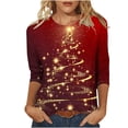 thumbnail image 2 of Zedker Womens Tops 3/4 Sleeve Shirts Round Neck Loose Casual Floral Print Blouses Tshirts Multicolor Plus M, 2 of 5