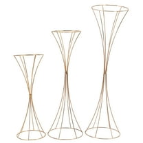 Set of 3 Gold Metal Trumpet Vases Wedding Party Decor Flower Gold Rack for Wedding Birthday Party, Artificial Flower Display Rack Table Centrepiece for Table Centerpieces