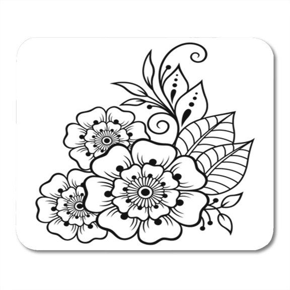 SIDONKU Mehndi Flower Pattern for Henna Drawing and Tattoo in Ethnic Mousepad Mouse Pad Mouse Mat 9x10 inch