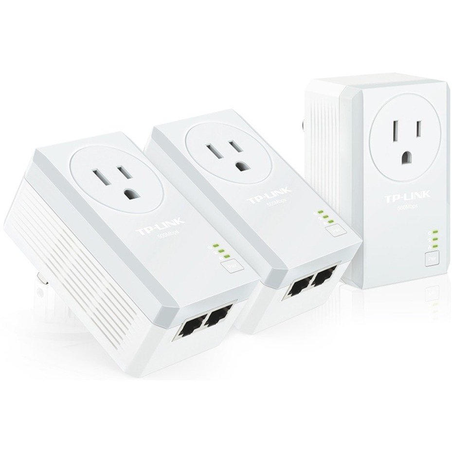 TPLink AV500 Passthrough Powerline Adapter, 2 Ports, 3Pack Kit