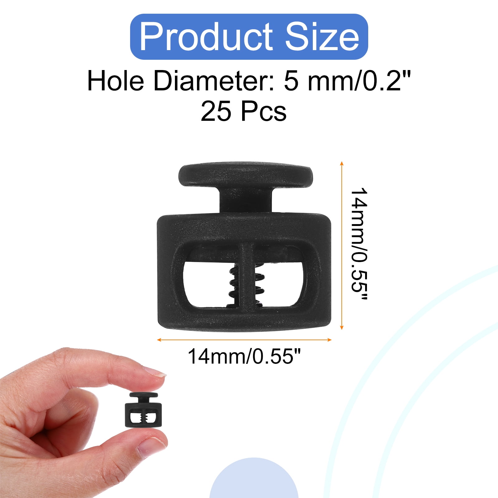 Unique Bargains Assorted Plastic Spring Cord Lock Double-Hole Slider Black