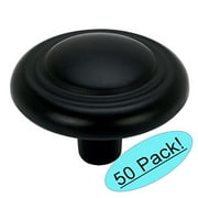 Cosmas 2202FB Flat Black Cabinet Hardware Knob - 1-1/4" Diameter - 50 Pack