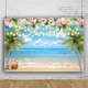 thumbnail image 3 of Fondo de fotografía de verano con flores tropicales, Aloha, Luau, mar, tabla de surf, fiesta de vacaciones, cumpleaños, accesorios de decoración, 3 of 5