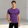 thumbnail image 3 of JTieacloth Men's T Shirts Performance Compression Workout Shirt For Wicking Athletic Top Gym Running Fitness Training Tee With Stretch And Breathable(Purple,S), 3 of 6
