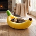 thumbnail image 5 of Cute Banana Shaped Dog Cat Bed, Soft Plush Pet Mattress with Raised Sides, Funny Pet Bed for Small Medium Pets Indoor Use, 5 of 6