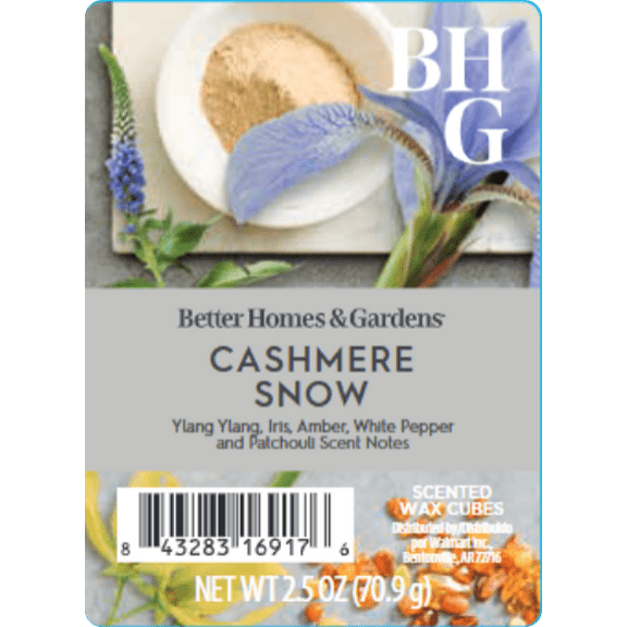 Cashmere Snow Scented Wax Melts, Better Homes & Gardens, 2.5 oz (1-Pack)