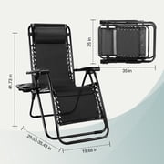 EDX Zero Gravity Chair Outdoor Lounge Chair,Suitable for Beach Terrace Pool Patio, Black 2-Pack