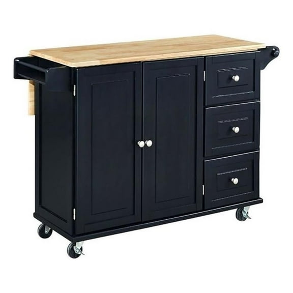Hawthorne Collections Traditional Wood Kitchen Cart in Black