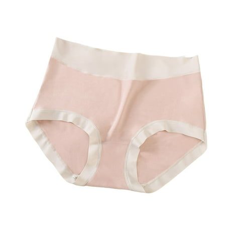 

huanledash Women Panties Cotton Inner Crotch Color Matching Mid Waist High Stretch Moisture Absorption Briefs Underpants Underwear for Home