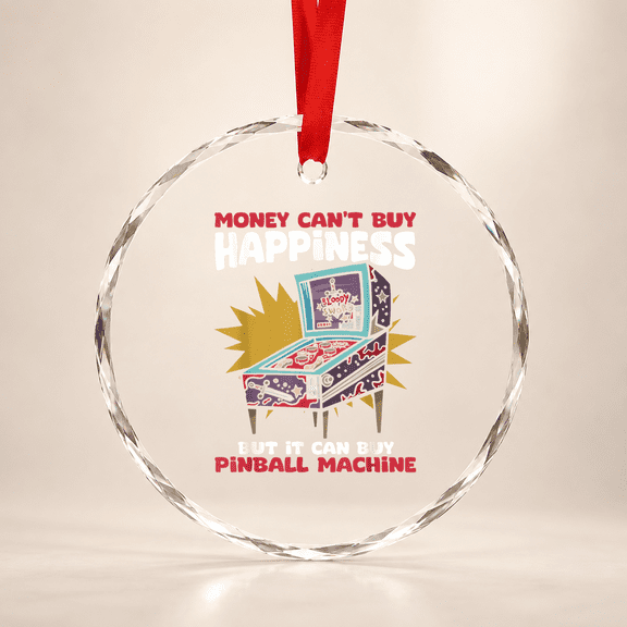 Retro Pinball Arcade Machine Pinball Wizard Pinball Player Glass Ornament