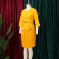 thumbnail image 5 of AURA Plus Size Elegant Three Quarter Sleeve Pleated A Line Office Dress with Belt 2025 Summer High Waist Bodycon Midi Dress, 5 of 10