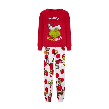 

Grinch Print Costumes Family Matching Sets Pajamas Loungewear Outfits Family Matching Long Sleeve Tops+Pants Set 2024 New Fall Green Grinch Christmas Costumes