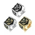 thumbnail image 2 of K-KED Vintage Anchor Design with Blackened Men's Stainless Steel Rings Size 8-15-Silver black-11, 2 of 8