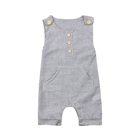 

Lesimsam Infant Baby Striped Romper Casual Unisex Sleeveless Patchwork Jumpsuit for Summer