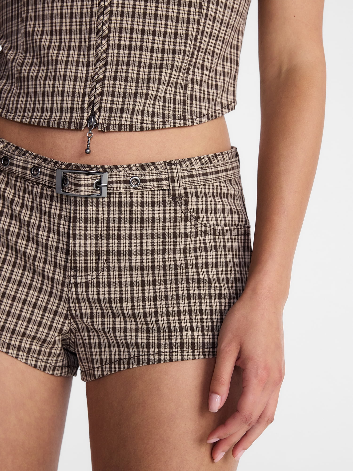 No Boundaries Belted Woven Shorts, 1.5" Inseam, Women’s XXS-XXL