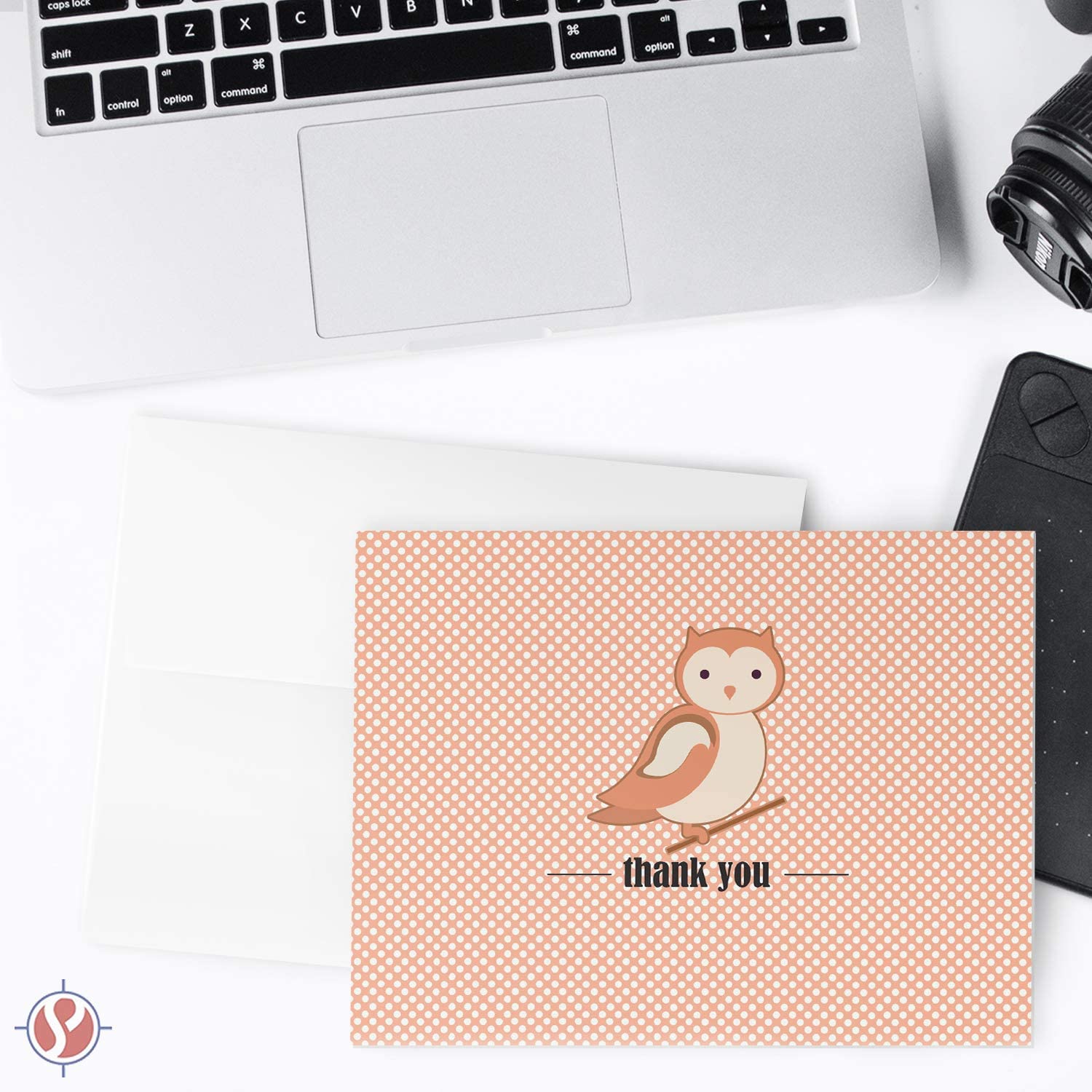 Owl Lovely Animal Thank You Note Greeting Cards with Envelopes | Printed on Thick and Sturdy 80lb (216gsm) Cardstock | Blank Interior | A2 Size – 4.25 x 5.5” | 25 per Pack