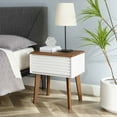 thumbnail image 2 of Nightstand Side End Table, Wood, Brown Walnut White, Modern Contemporary Urban Design, Bedroom Master Guest Suite Living Room, 2 of 7