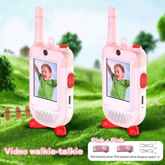2 Pack Video Walkie Talkies for Kids, Rechargeable Video Intercom Walkies Talkies, Indoor Outdoor Toys for Family Games, Outside, Camping, Birthday Gift for Boys Girls Ages 3-8 (Pink Pink)
