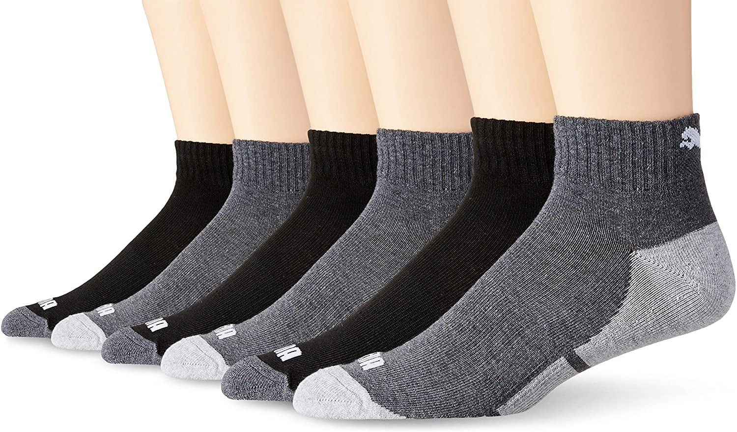 PUMA Socks Men's Quarter Cut Socks, Grey/Grey, Sock Size:10-13/Shoe ...