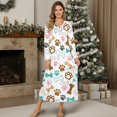 thumbnail image 3 of Tutolipy Dog Paw Printed Nightgowns for Women Bone Printed Sleepwear Long Sleeve Nightshirts V Neck Loungewear for Home, L, 3 of 6
