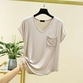 thumbnail image 2 of Lumtrix Pajama Tops Women Cap Short Sleeve Loose Fit Sleep Shirts Summer Casual Lightweight Breathable Lounge Blouse Beige M, 2 of 3