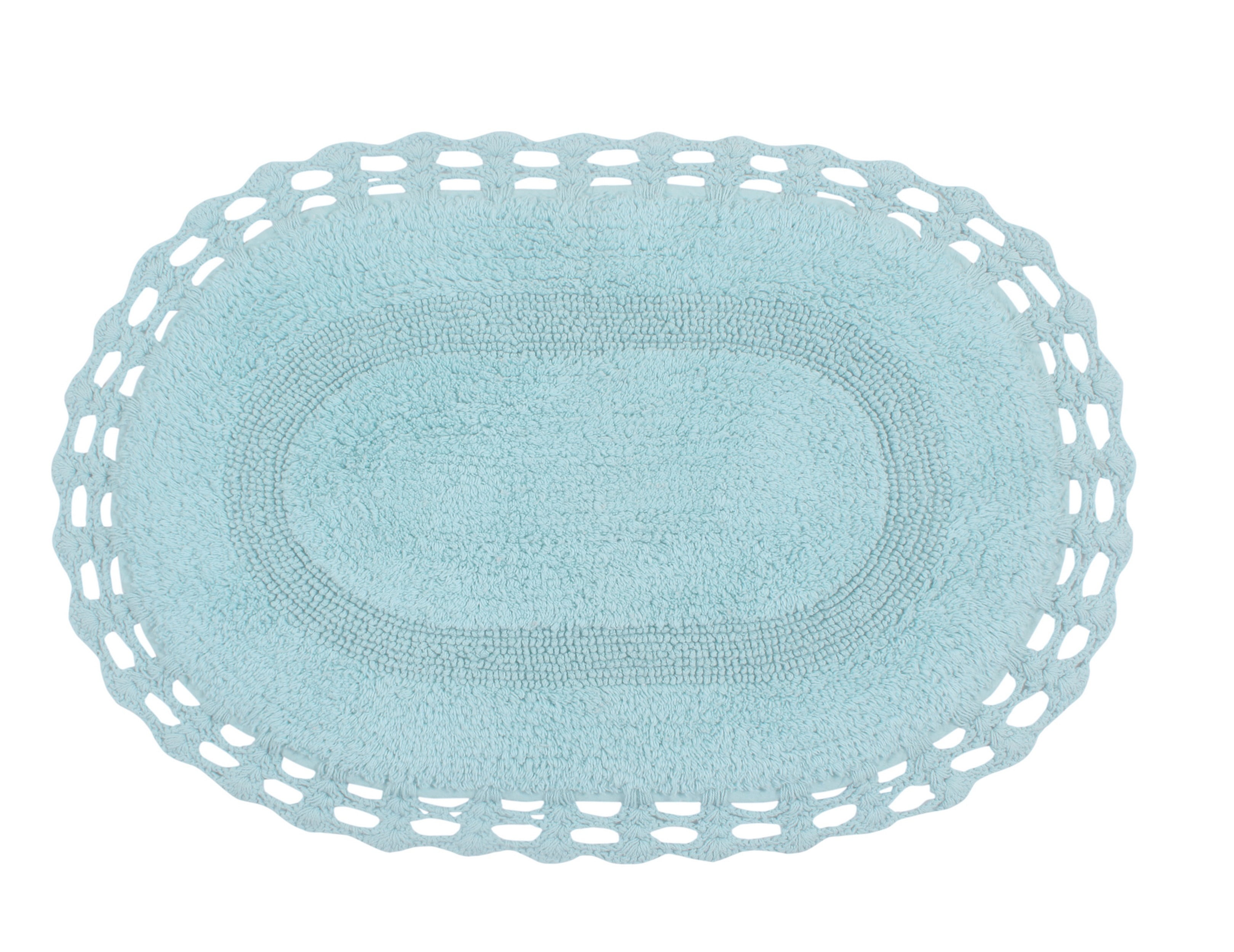 Home Weavers Hampton Crochet Bath Mat 100% Cotton Bathroom Rugs Set, Washable Rug, Extra Soft and Absorbent bath Rug, Kitchen Mat, Bath Mat Set, Bath Floor Mat Reversible, 17"x24" Rectangle, Aqua