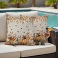thumbnail image 4 of Orange Pumpkins Fall Outdoor Waterproof Pillow Covers, Thanksgiving Leaves Floral Rustic Decorative Square Throw Pillowcase Sofa Cushion Sham for Patio/Couch/Chair, 20"x20" 2 Pack, 4 of 8