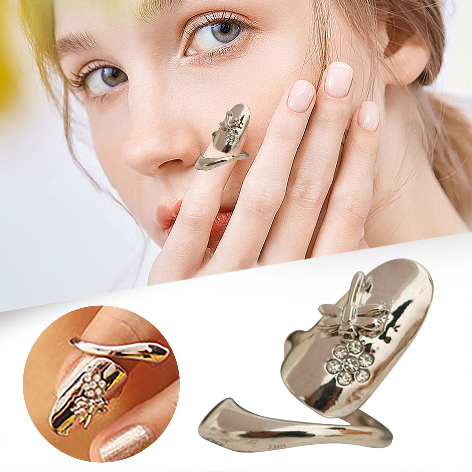 Cheap New Fashion Contracted Office Lady Finger Rings Silver Color Wave  Shape Shine Stone Simple Daily Wear Party Women Jewelry | Joom
