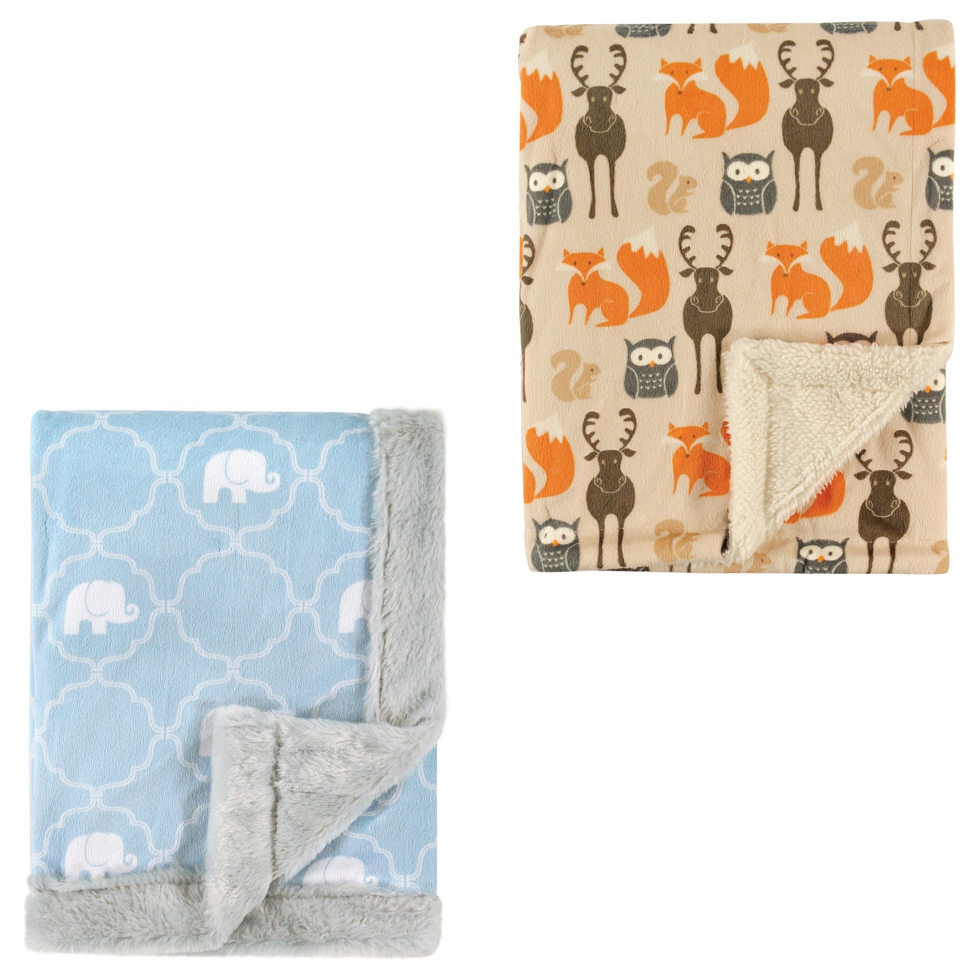 Hudson Baby Boys' Plush Blanket, 2Pack, Choose Your Color