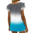thumbnail image 3 of Bocqde Womens V-Neck T-Shirts Fashion Casual Ruffled Sleeve Tees Ladies Comfortable Gradient Color Short Sleeve Blouse Tops, 3 of 4