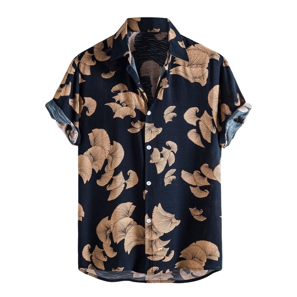 Camisas abotonadas casuales de color sólido de manga corta de moda de verano para hombres Pompotops oipoqjl43120