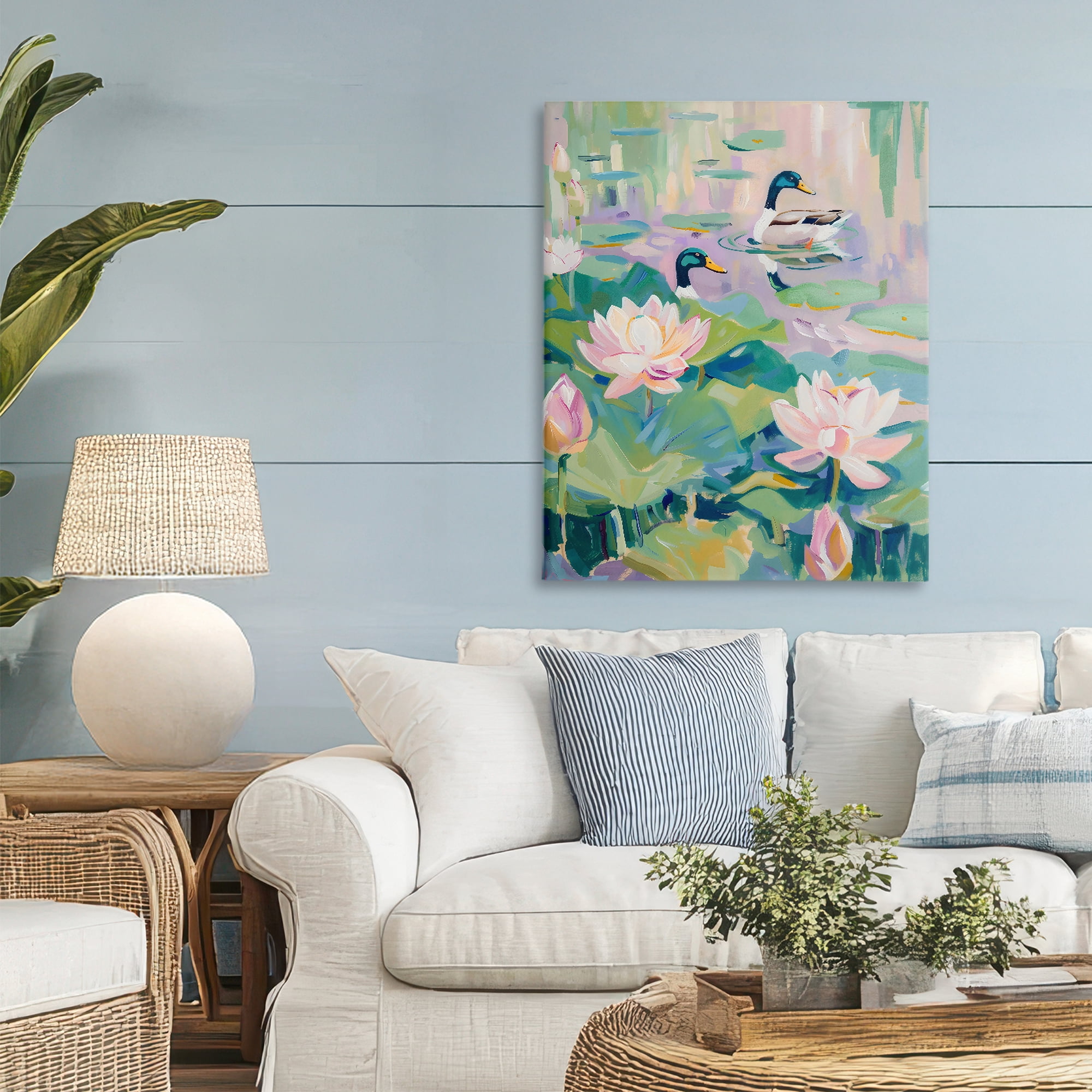Stupell Industries Duck Pond with Lotus Flowers Canvas Wall Art, design by The Prints Vibe